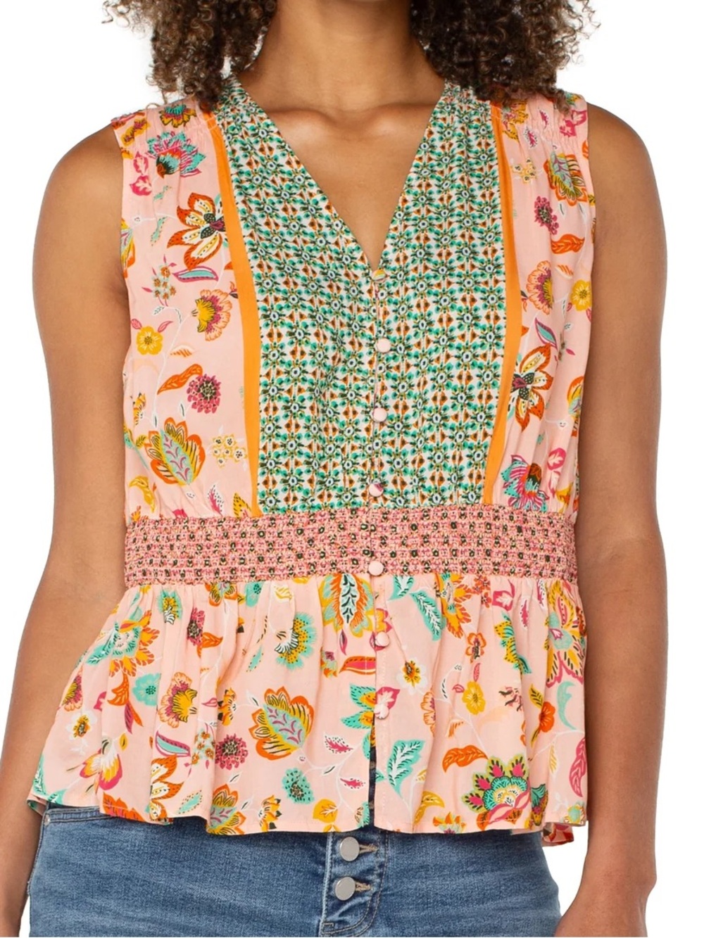 LIVERPOOOL Floral Sleeveless Smocked Top